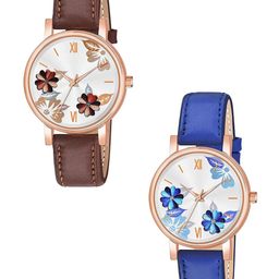 CSAMON Women Pack of 2 Printed Dial & Straps Analogue Watch C36RG BLU BRO Fosil L-picture-23