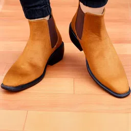 Bxxy Men Textured Suede Mid-Top Block Heeled Chelsea Boots-picture-32