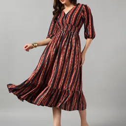 Krunal Raiyani Women Ethnic Motifs Print Fit & Flare Midi Dress-picture-23
