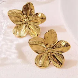AKISON JEWELS Women Stainless Steel Floral Earrings-image-23