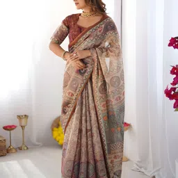 OCTICS Kalamkari Printed Pure Cotton Chanderi Saree image 2
