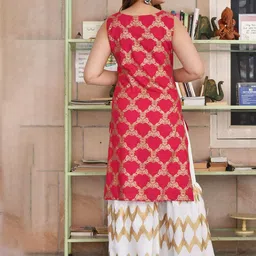 KALINI Women Floral Printed Regular Pure Cotton Kurta with Trousers & With Dupatta image 3