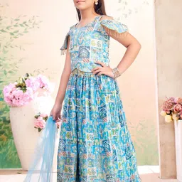 Muhuratam Girls Printed Silk Georgette Ready to Wear Lehenga & Blouse With Dupatta image 2