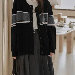 KPOP Women Striped Open Front Jacket-picture-25