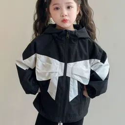 LULU & SKY Girls Colourblocked Hooded Open Front Jacket-picture-38