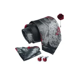 Axlon Men Floral Tie, Cufflinks, Flower Pin & Pocket Square Accessory Gift Set image 5