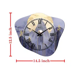 OLIVE TREE Grey & Beige Printed Wooden Geometric Vintage Wall Clock image 4