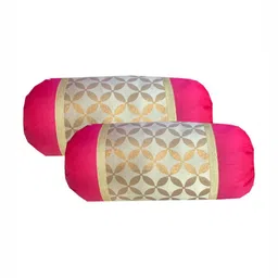 Pink Parrot Pink & Yellow Set of 2 Geometric Round Cushion Covers image 1