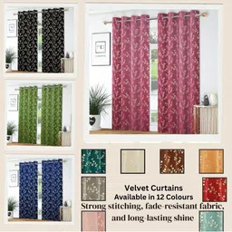 GEET CREATIONS Pink Set of 2 Floral Long Door Curtain image 3