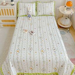 JC HOME Green & White Printed Cotton Double King Bed & Pillow Cover-picture-13