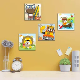 WENS Cute Cartoon Sparkle Laminated Wall Panels Set of 4 - Multicolor image 5