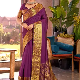 YAMUNE Woven Design Zari Art silk Handloom Mysore Silk Saree-image-6