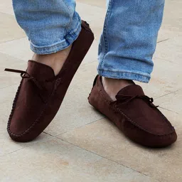 Big Fox Men Pointed Toe Suede Penny Loafers image 2