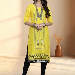 HERE&NOW Selection Of 3 Floral Printed Round Neck Straight Kurtas image 3