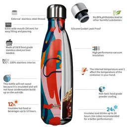 Smily Kiddos Red & Blue Single Stainless Steel Printed Double Wall Vacuum Water Bottle image 2