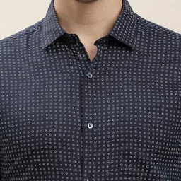 Turtle Men Classic Spread Collar Micro Ditsy Printed Lyocell Slim Fit Formal Shirt image 2