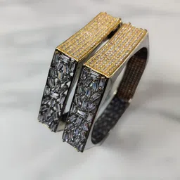 Opal Touch Set Of 2 Gold-Plated American Diamond Studded Bangle-picture-20
