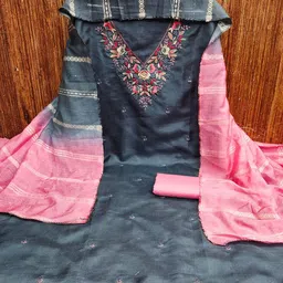 KALINI Embroidered Unstitched Dress Material image 4