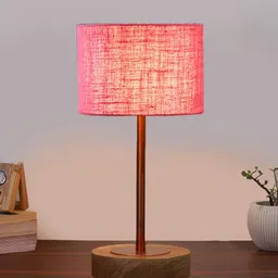 Devansh Pink Wood Abstract Shaped Table Lamp image 2