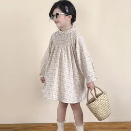 LULU & SKY Girls Floral Printed Smocked Puff Sleeve A-Line Dress image 5