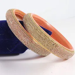 ZULKA Set Of 2 Zircon Gemstone Studded Linked Kada Glass Bangles image 1