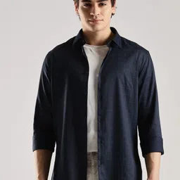 Calvin Klein Jeans Men Slim Fit Windowpane Checked Spread Collar Casual Cotton Shirt-image-10