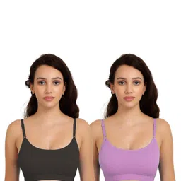Women Cotton Black,Purple Non Padded Non-Wired Lingerie Bra Sport wear Gym Crop Tank Top-image-61