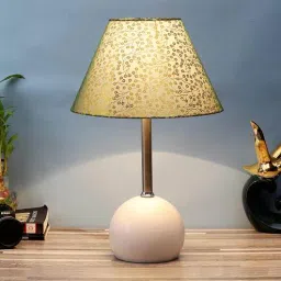 White Fabric Shade Table Lamp With White Base By Foziq-picture-12