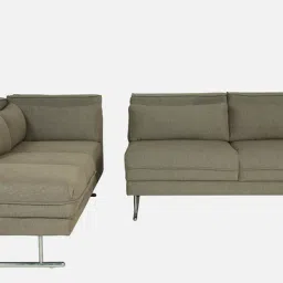casacraft from pepperfry Haiden Fabric LHS Sectional Sofa With Adjustable Headrests in Sandy Brown Colour image 5