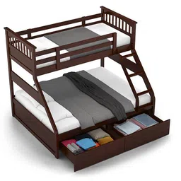 urban ladder Barnley Single Over Queen Storage Bunk Bed In Dark Walnut Finish image 2