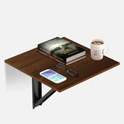 kawachi Rio Wall Mounted Folding Bedside Table in Oak Brown Finish image 1