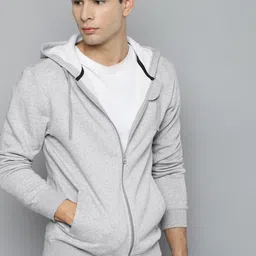 Reebok Men Grey Melange Hooded Training Sweatshirt-picture-18