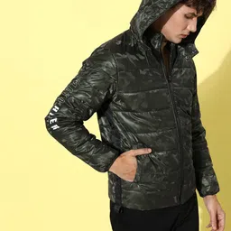The Roadster Life Co. Men Camouflage Hooded  Padded Jacket image 3