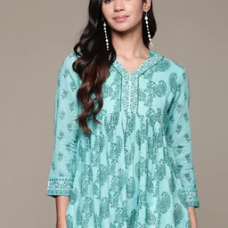 aarke Ritu Kumar Paisley Printed Pleated Kurti image 2