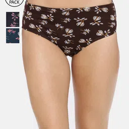 Red Rose Women Pack Of 3 Assorted Hipster Briefs Decorative-M image 1