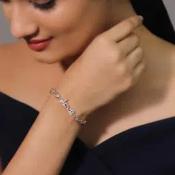 GIVA 92.5 Sterling Silver Intelocked Heart Bracelet-image-2