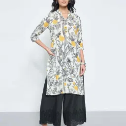 Rangmanch By Pantaloons White Regular Fit Floral Print Kurta-picture-22