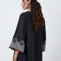 Utsa by Westside Black Embroidered Cotton Tunic image 2