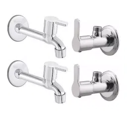 Flockidos Bathroom Faucet Set Stainless Steel Chrome Finish Silver, FG232 ( Pack of 4)-image-76