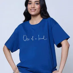 LoveDky Women Typography Printed Round Neck Cotton Oversized T-shirt-picture-36