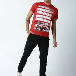 Huetrap Men Red Printed Round Neck T-shirt-picture-40