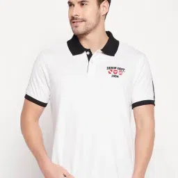 CLUB YORK Men White Printed Polo Collar T-shirt-image-69