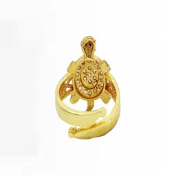 R G MART Unisex Kachua White Stone Adjustable Brass Gold Plated Finger Ring image 2