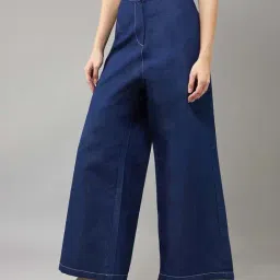 DOLCE CRUDO Navy Relaxed Fit High Rise Jeans-image-32