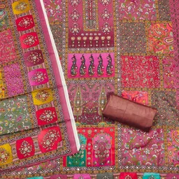 KALINI Women Multi Printed Silk Blend Unstitched Dress Material-picture-45