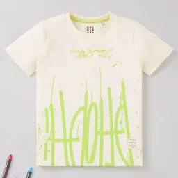 Ed-a-Mamma Kids Cream Printed T-Shirt-image-99