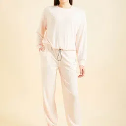 Sweet Dreams Light Pink Cotton Sweatshirt With Joggers-image-33