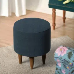 Chumbak French Sailor Solid Blue Wood Ottoman-picture-17