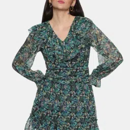 ISU Green Printed A Line Dress-picture-12