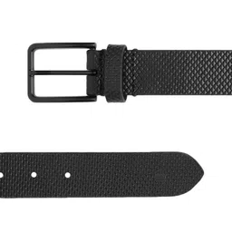 Louis Philippe Men Black Textured Leather Belt image 3